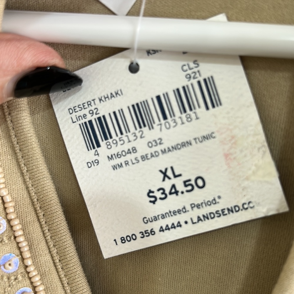 Land’s End Beige Knit Beaded Accent Tunic - Picture 4 of 8